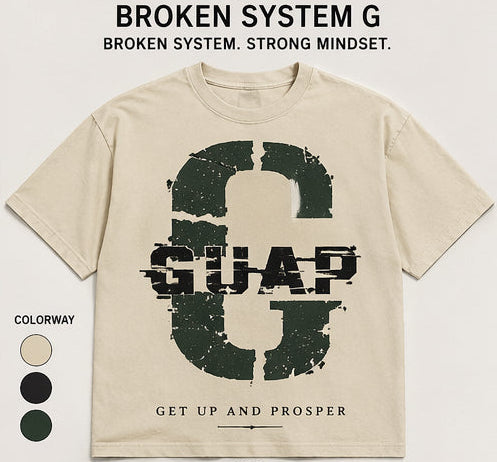 Collection of GUAP t-shirts with various designs and color options.